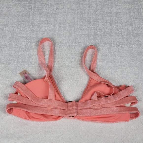 No Boundaries Bikini Top Juniors Size M Triangle Strappy Metallic Peach Smoothie - Picture 3 of 10
